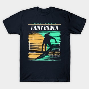 Retro Surfing Fairy Bower Manly Beach Australia // Vintage Surfer Beach // Surfer's Paradise T-Shirt